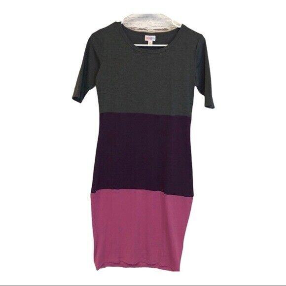 Lularoe‎ Colorblock mauve plum gray Julia dress Women’s Size XS - Picture 1 of 6